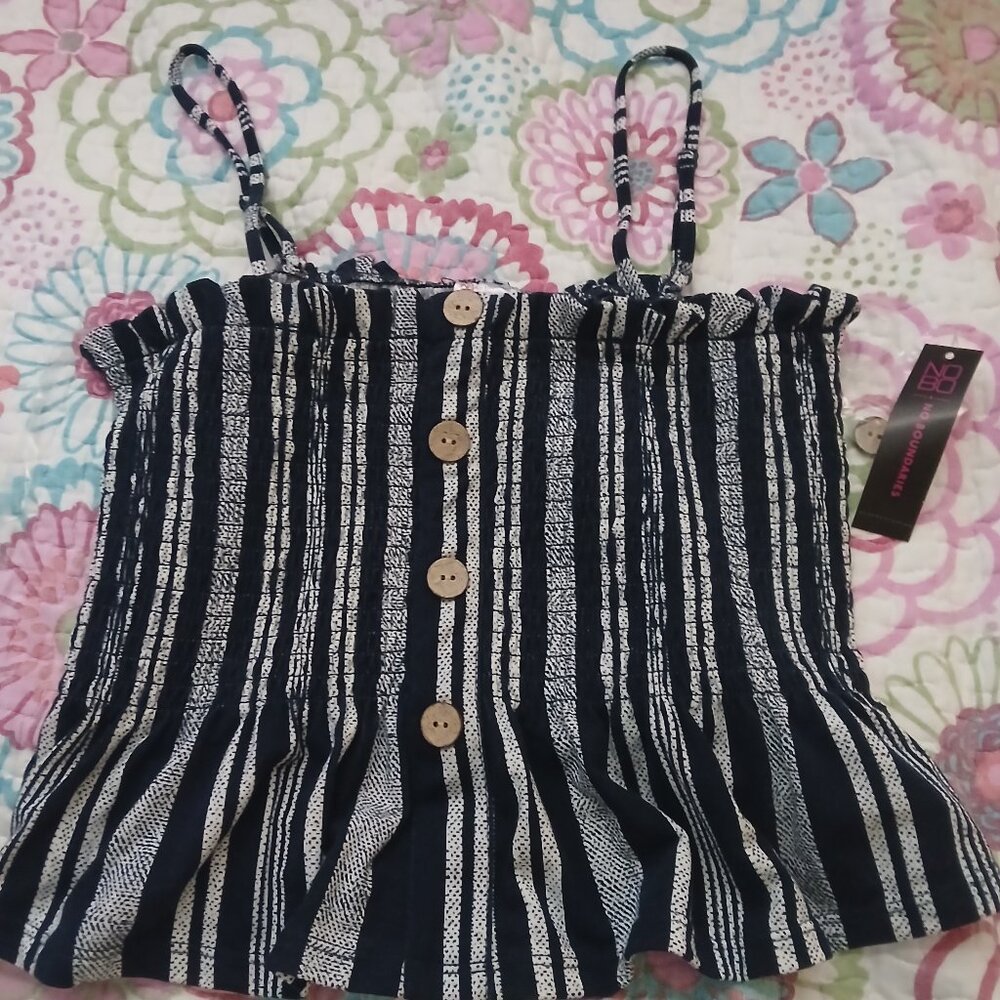No boundaries navy blue striped tank top